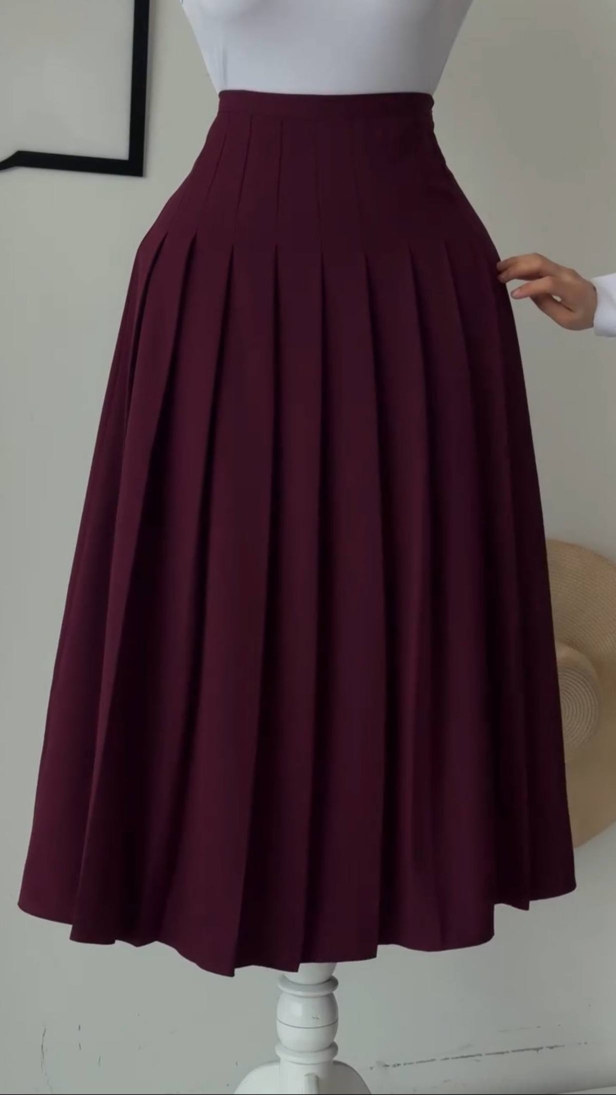 High-Waist Pleated Skirt
