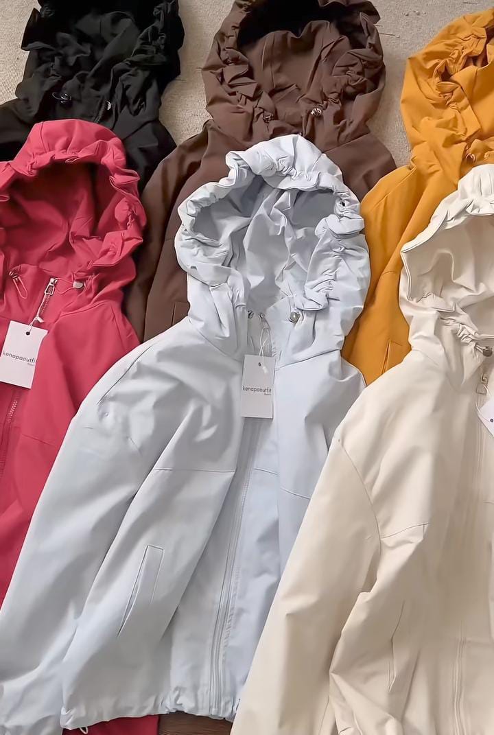Hooded Ruched Windbreaker Jacket