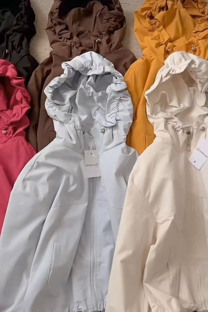 Hooded Ruched Windbreaker Jacket