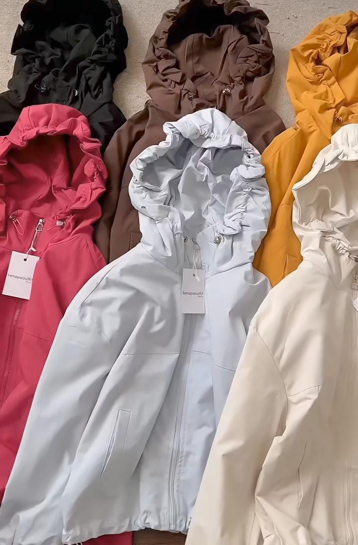 Hooded Ruched Windbreaker Jacket
