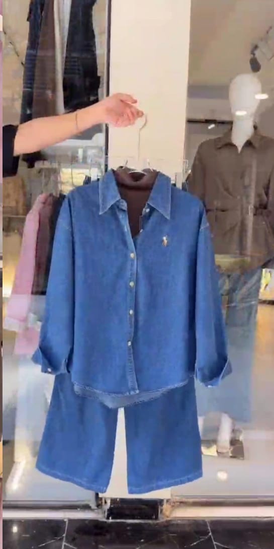 Denim Two-Piece Shirt & Pants Set
