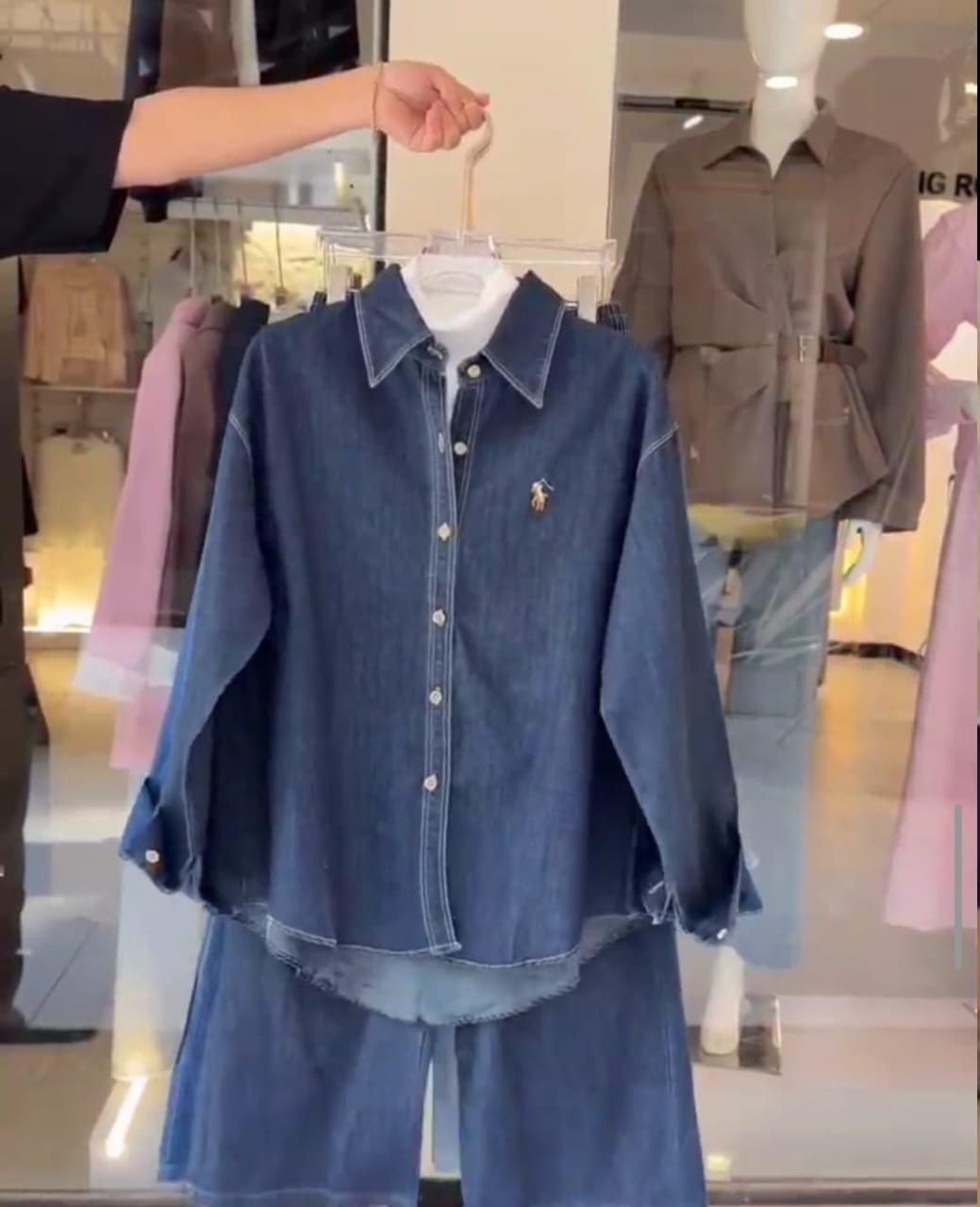 Denim Two-Piece Shirt & Pants Set