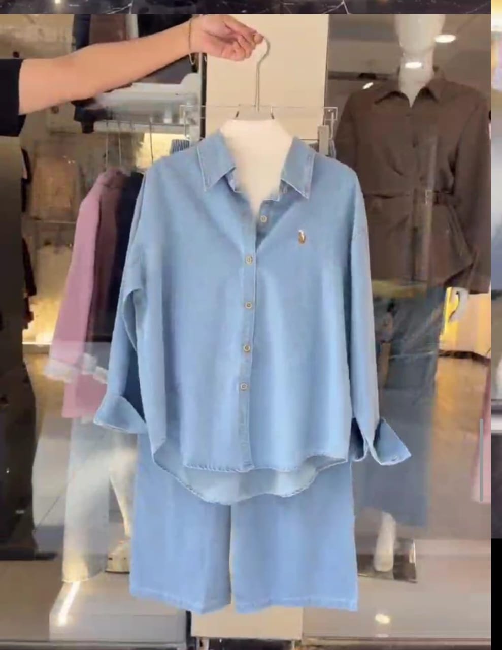 Denim Two-Piece Shirt & Pants Set